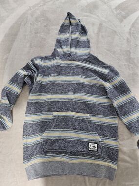 Quiksilver Striped Hooded Pullover - Blue, Yellow, Gray